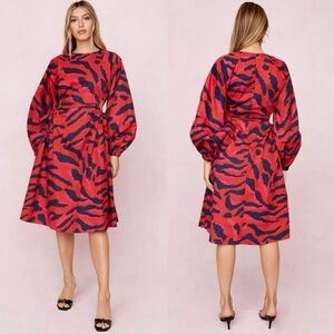 Nasty Gal Zebra Print Cut-Out Midi Dress